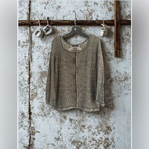 Peruvian Connection Beige and Brown Patterned Cardigan